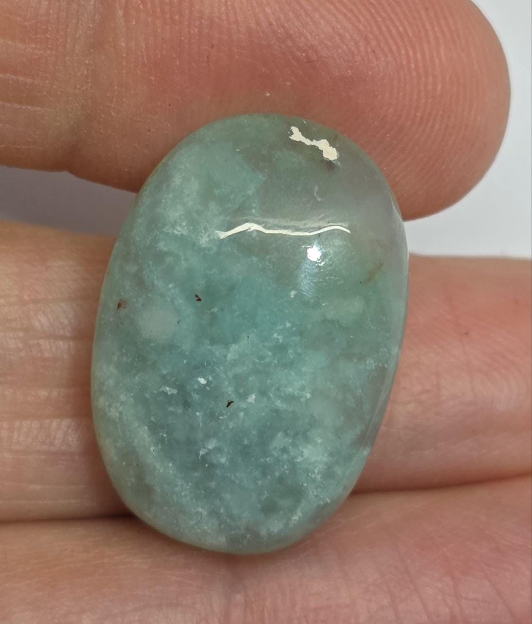 Natural Green Smooth Oval Chalcedony Cabochon 23.8x16.5mm. 22.7ct